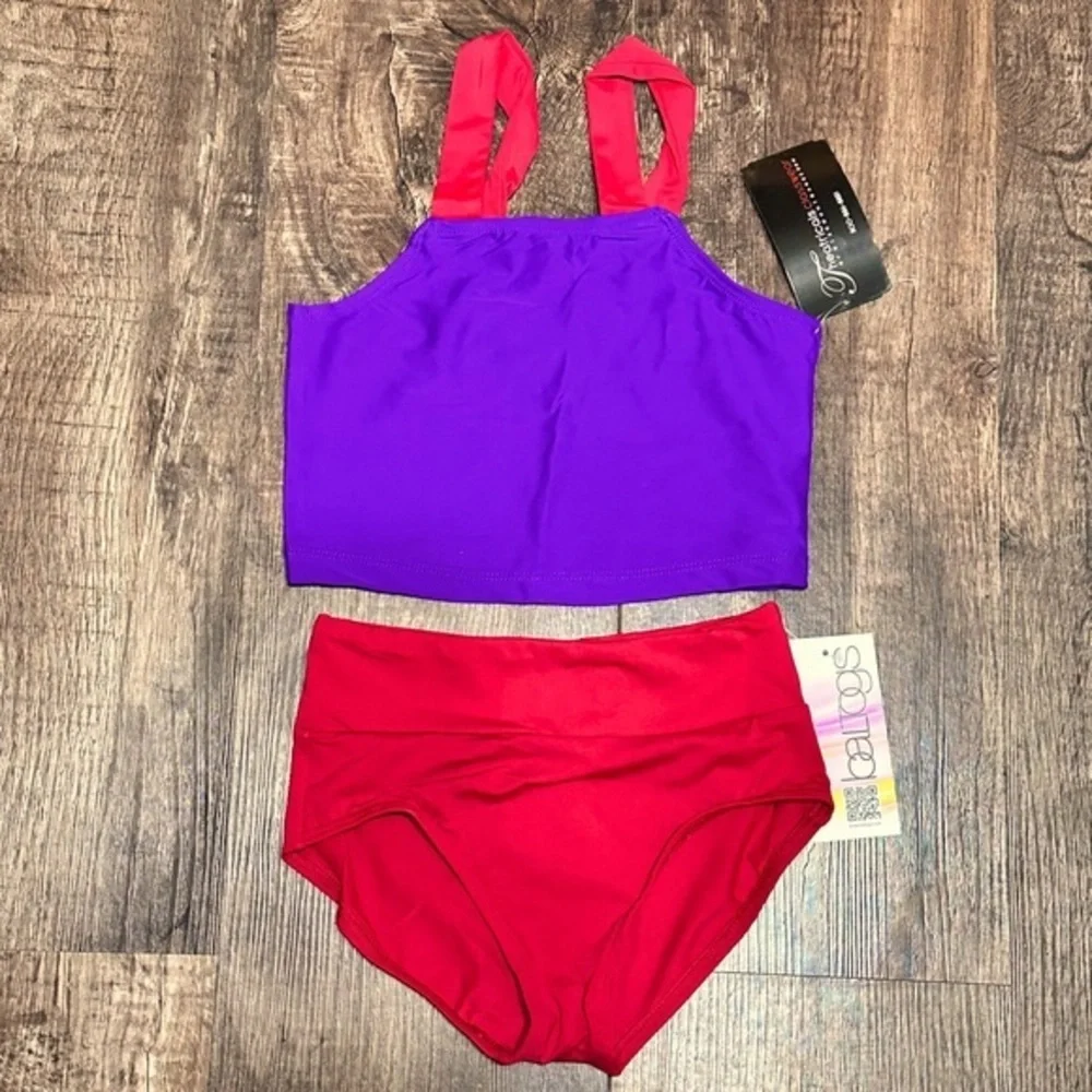 Baltogs‎ red briefs CM NWT and theatricals red/purple crop top CM NWT dance